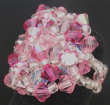 Bague en perles Swarovski avec strass Addison rose (kit)