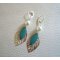 Boucles d'oreilles Feuilles argentées sequins turquoises