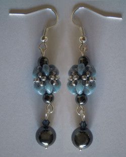 Boucles d'oreilles en kit Bleu & Hématite