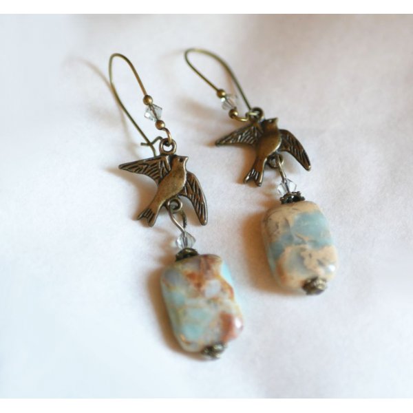 Ohrringe Stein &amp; Vogel