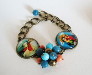 Jesus und Maria Cabochons Armband an einer Kette