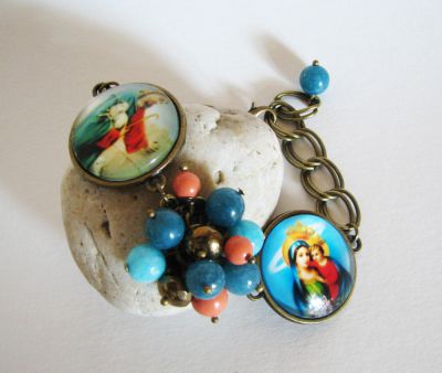 Jesus und Maria Cabochons Armband an einer Kette