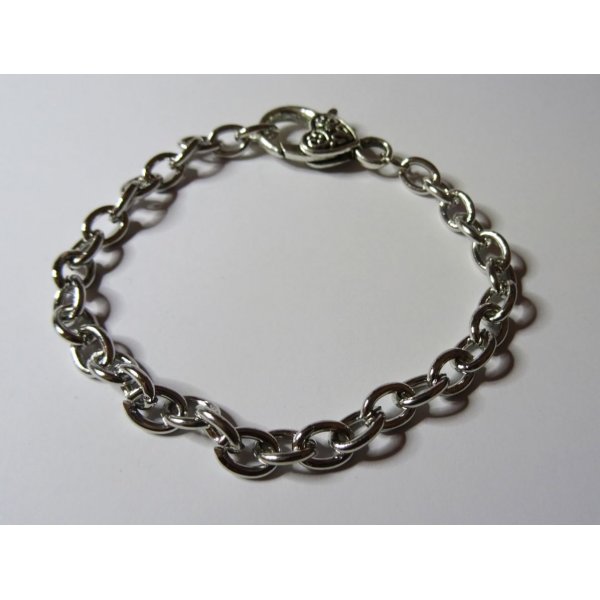 Armband silberne Kette gro&szlig;er Herzverschluss 20 cm