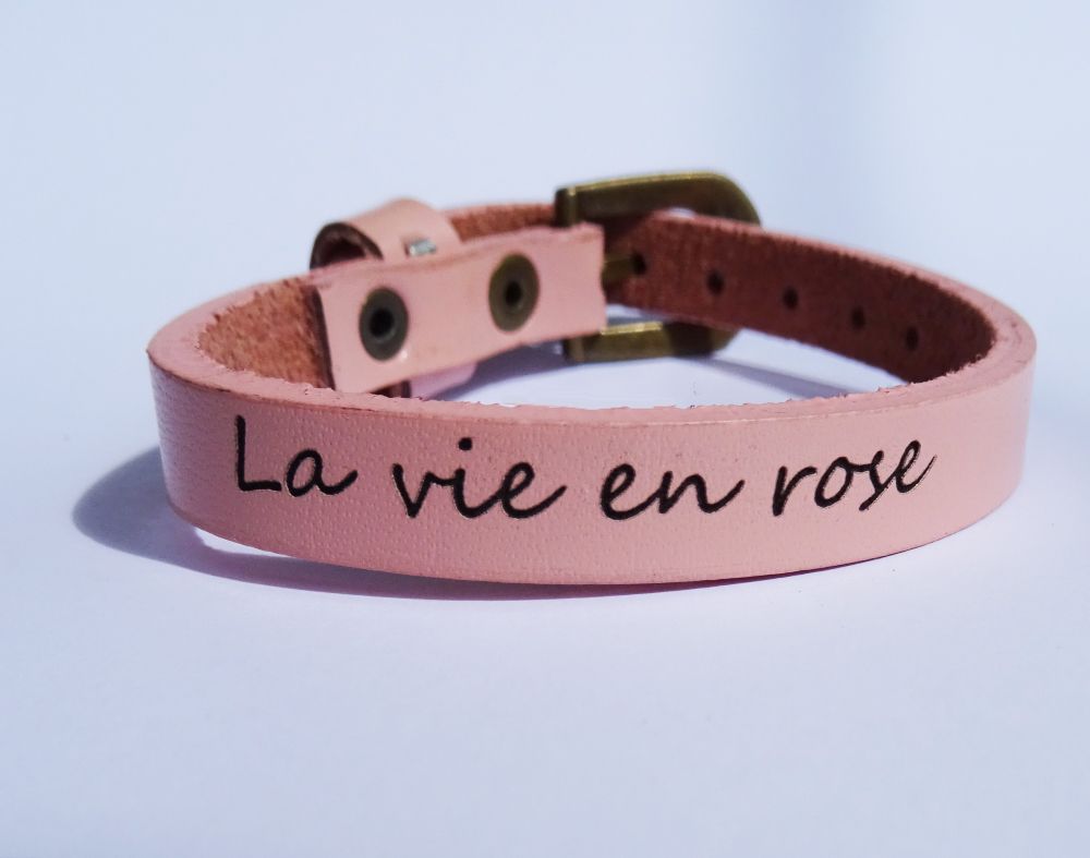 Bracelet cuir grav&eacute; simple tour &agrave; personnaliser