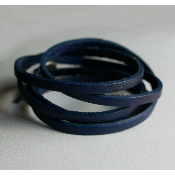 Lederarmband 5 Runden Marineblau verstellbar