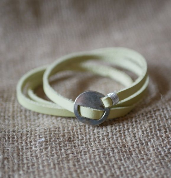 Lederarmband Anisgr&uuml;n fein triple tour verstellbar