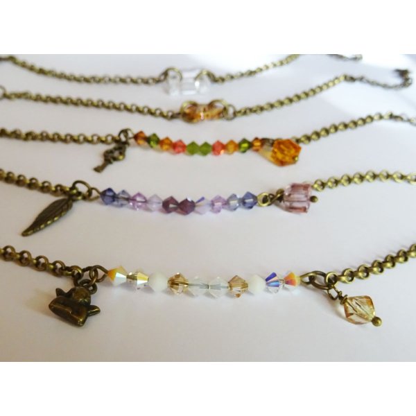 Feines Armband Kette Bronze Wei&szlig; und Gold