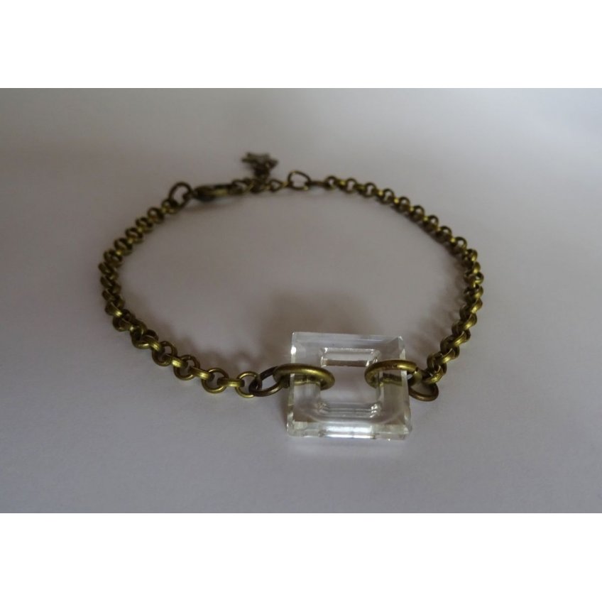 Feines Armband Bronzekette Carré Crystal