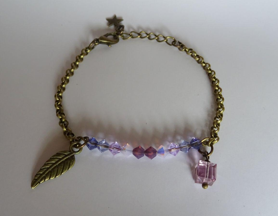 Feines Armband Kette Bronze Violett