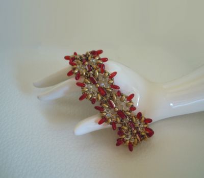 Tutoriel bracelet Indiana Rouge & or