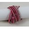 Bracelet manchette fuchsia strass breloque Fleur