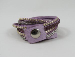 Bracelet manchette suédine strass Lilas  Muffin gourmand