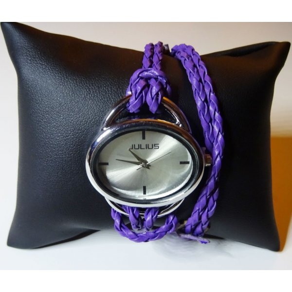 Bracelet montre tress&eacute; Violet