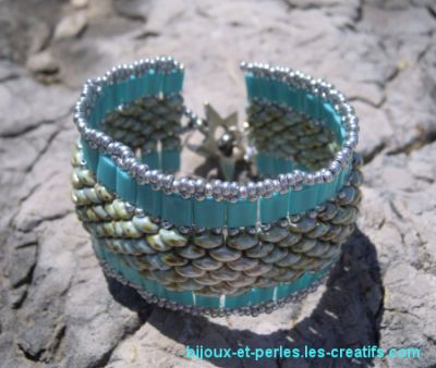 Tuto Bracelet Tila Twinika Turquoise 