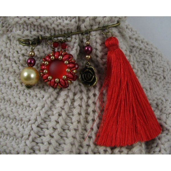 Broche en kit Queensland Rouge Pompon