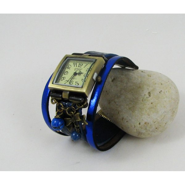 Cadran de montre carr&eacute; bronze dor&eacute;