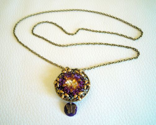 Collier médaillon Anne Violet en kit