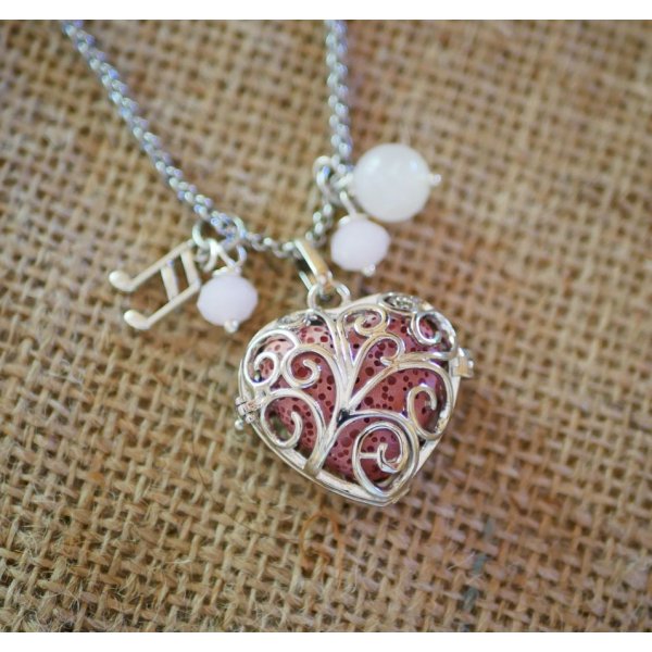 Halskette Anh&auml;nger Herz Parf&uuml;mdose mit Lavastein Farbe nach Wahl Geschenk Valentinstag