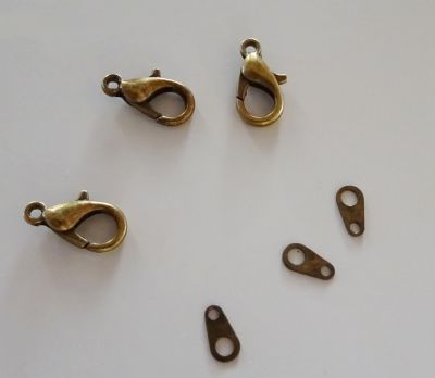 Karabinerverschluss aus Altbronze x3