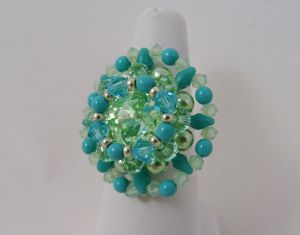 Kit bague Hélios vert d'eau turquoise