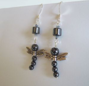 Kit Boucles d'oreilles Libellule en Hématite