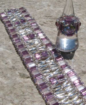 Set Tila &amp; Twist Armband mit Fenstern Violett/Silber