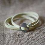 Lederarmband Anisgr&uuml;n fein triple tour verstellbar