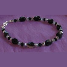 Armband Schwarze Achate &amp; Swarovski-Kristall 