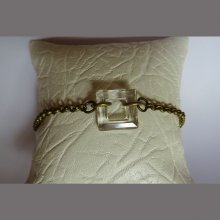 Feines Armband Bronzekette Carré Crystal