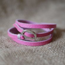 Lederarmband Fuchsia fein triple tour