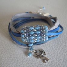 Saipan-Armband Double-Turn blaues Leder