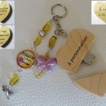 Schlüsselanhänger Herz usb-Schlüssel zum Gravieren Cabochon &amp; Schmetterling